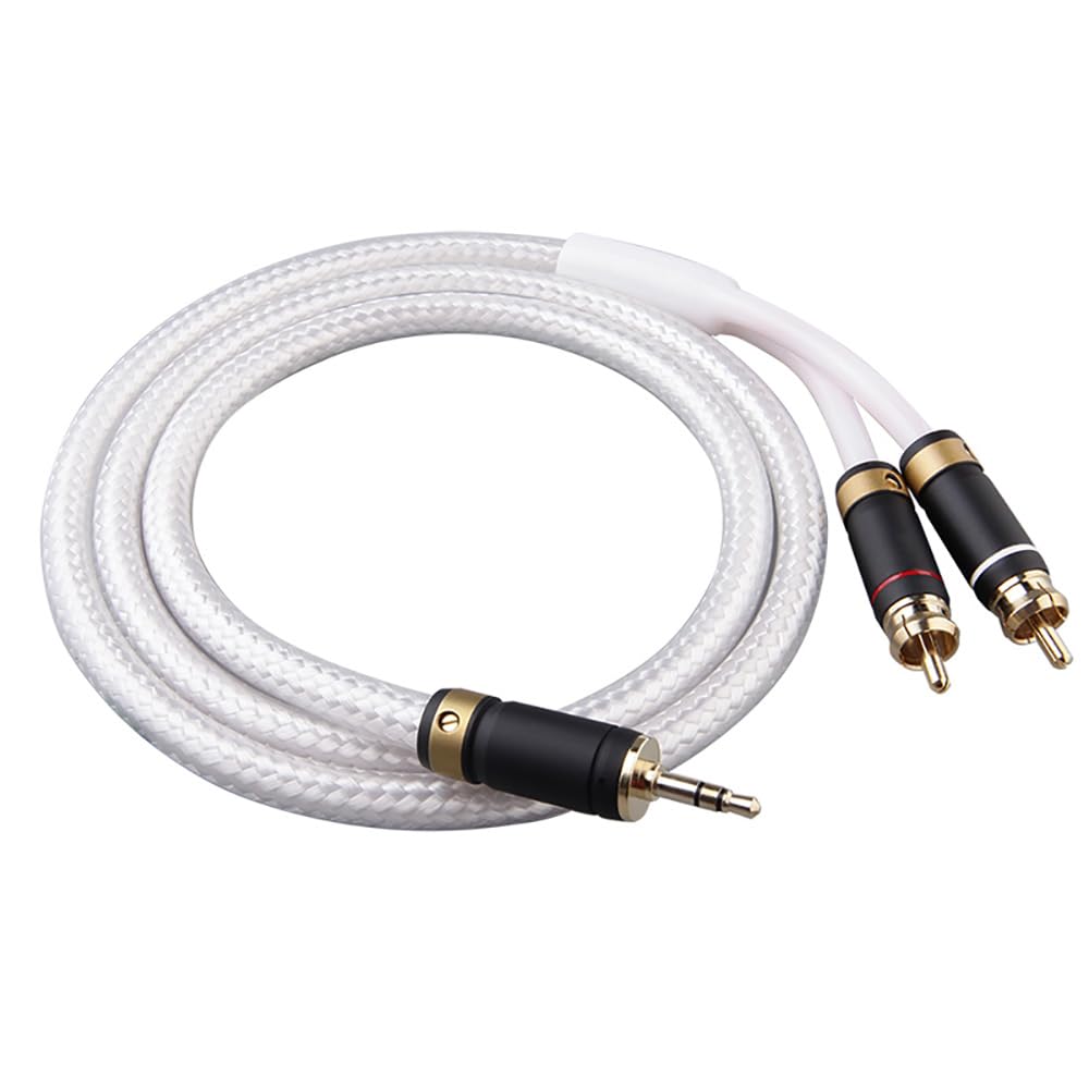 3.5mm to Dual RCA Stereo Audio Cable, Silver-Plated OFC Copper
