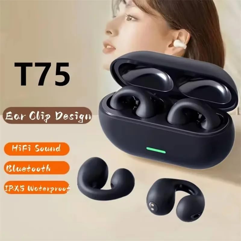 Wireless Ear Clip Bluetooth Earbuds with Charging Case