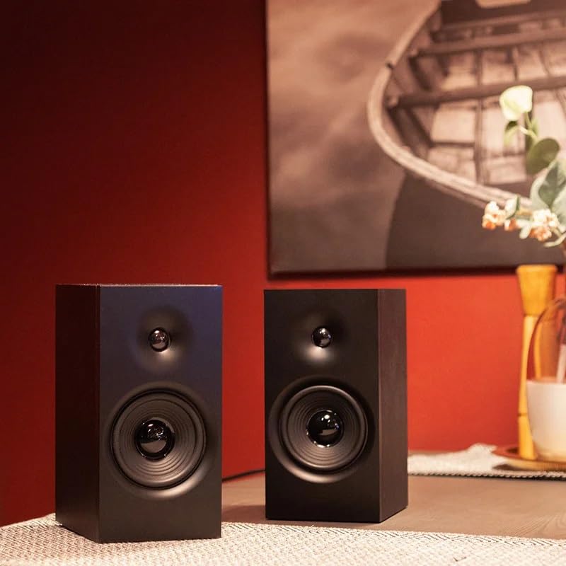 Bluetooth Bookshelf Active Speakers with Wooden Cabinet & Subwoofer