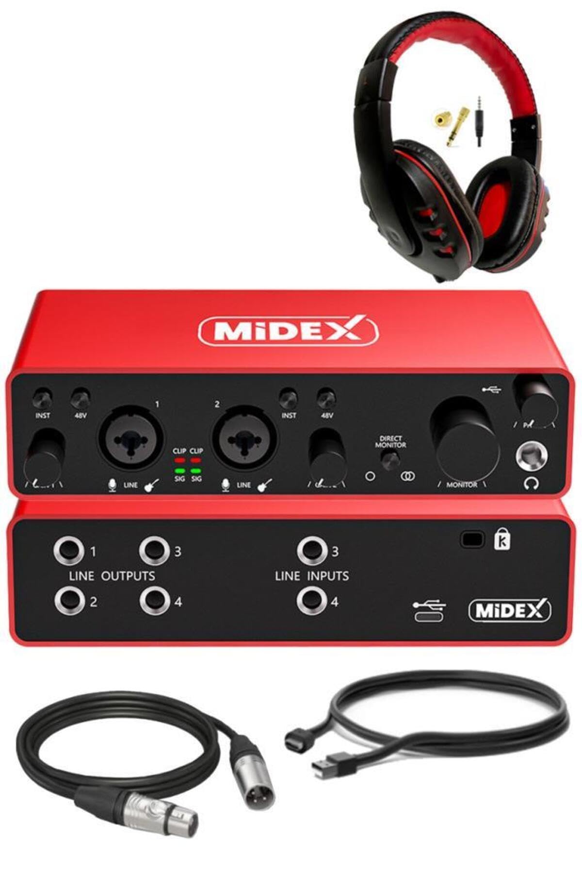 USB Audio Interface 4-In/4-Out for Professional Recording