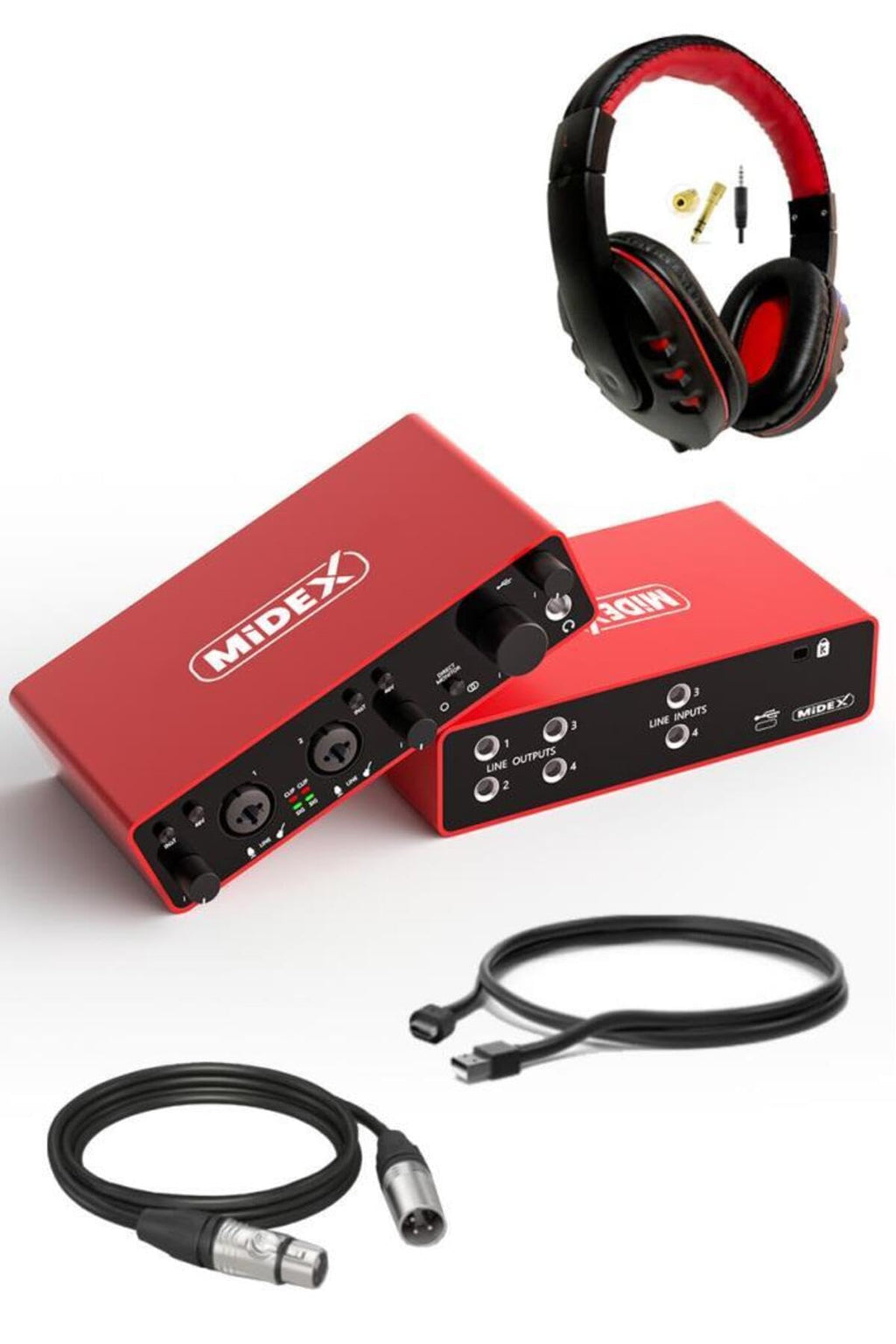 USB Audio Interface 4-In/4-Out for Professional Recording
