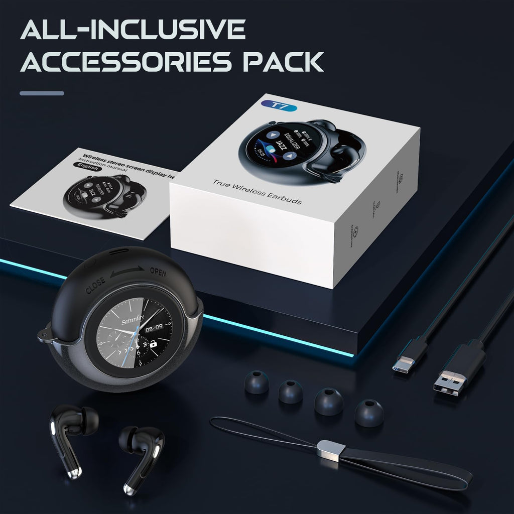 Wireless Earbuds with Smart Touch Screen & Noise Cancellation