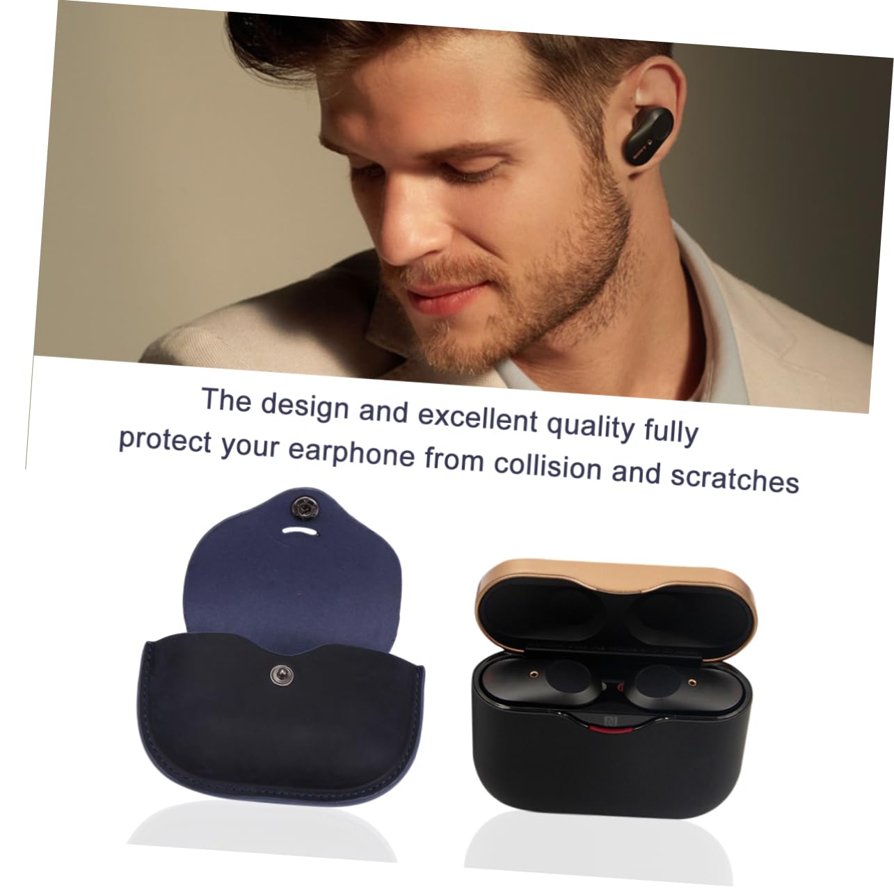 Leather Protective Case Set for Wireless Earbuds Charging Case