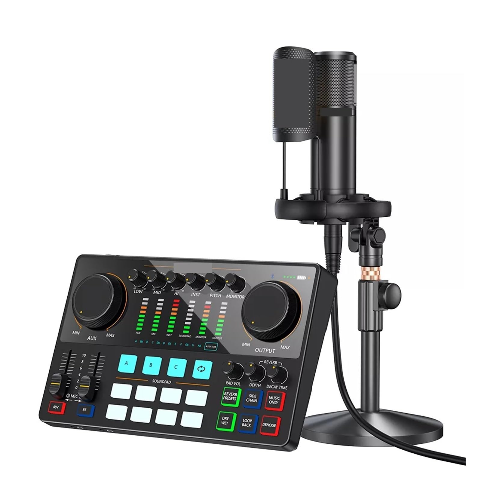 Podcast Audio Interface & Condenser Microphone Recording Kit