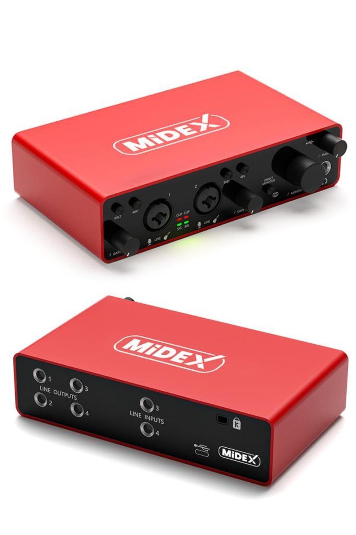 USB Audio Interface 4-In/4-Out for Professional Recording
