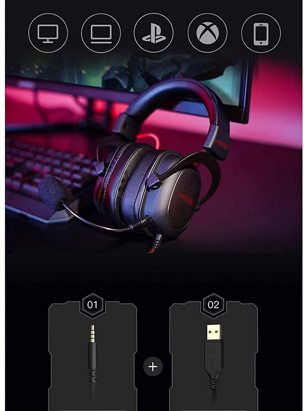 Wired Gaming Headset with Stereo Sound & Noise Isolation Mic