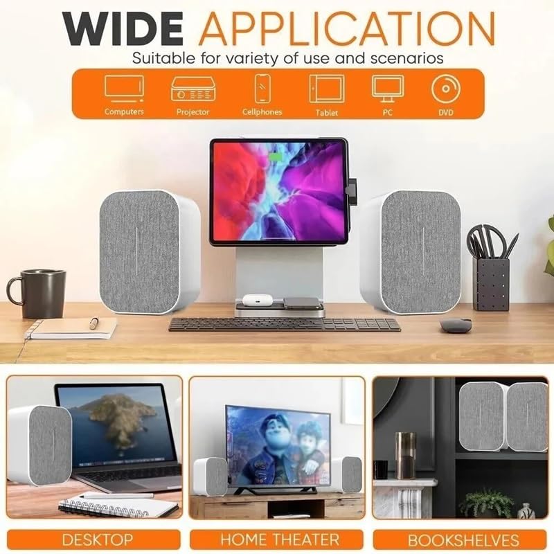 Hi-Fi Bookshelf Speakers with Bluetooth & 60W Power Output