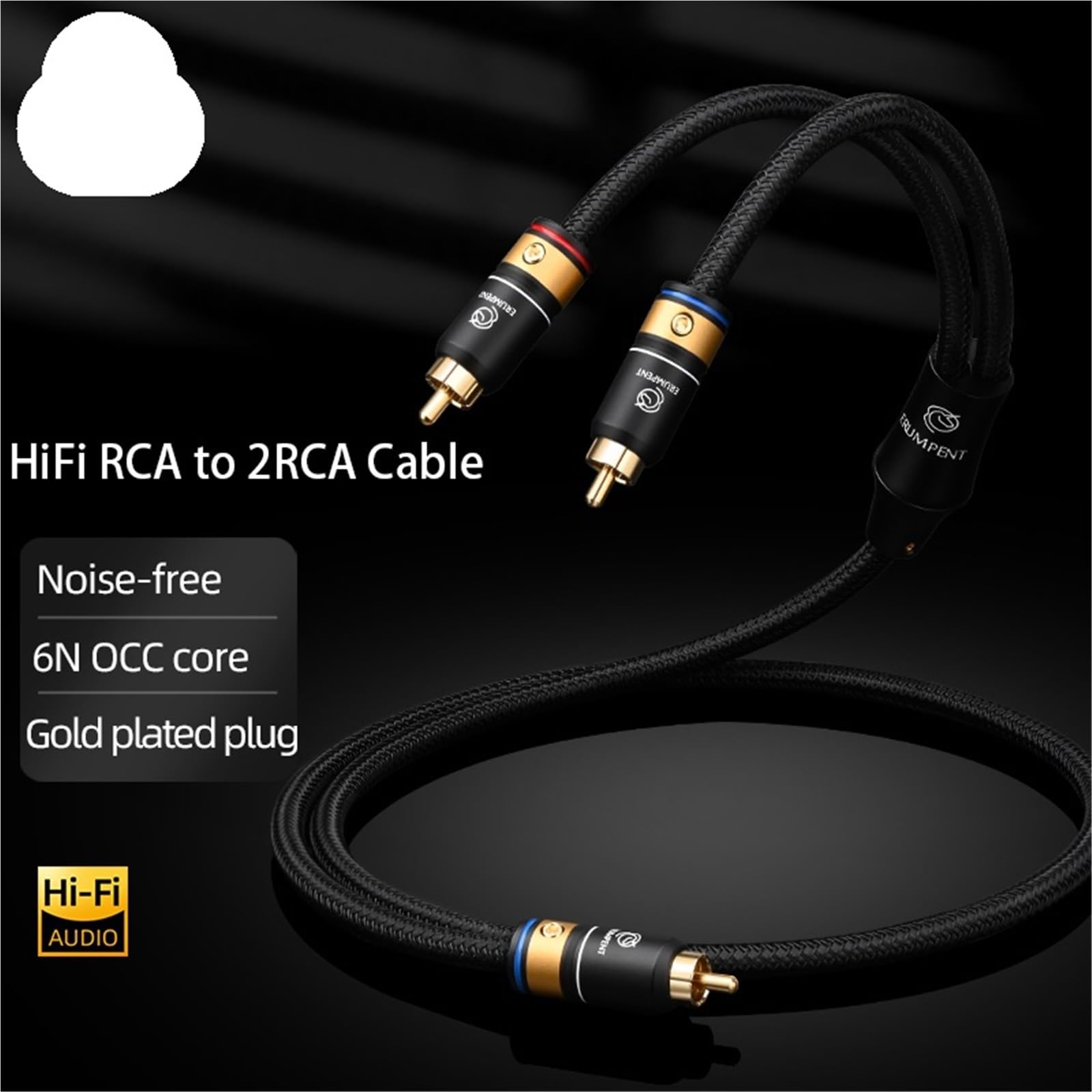 Gold-Plated RCA Y Splitter Audio Cable for Amplifiers & Subwoofers
