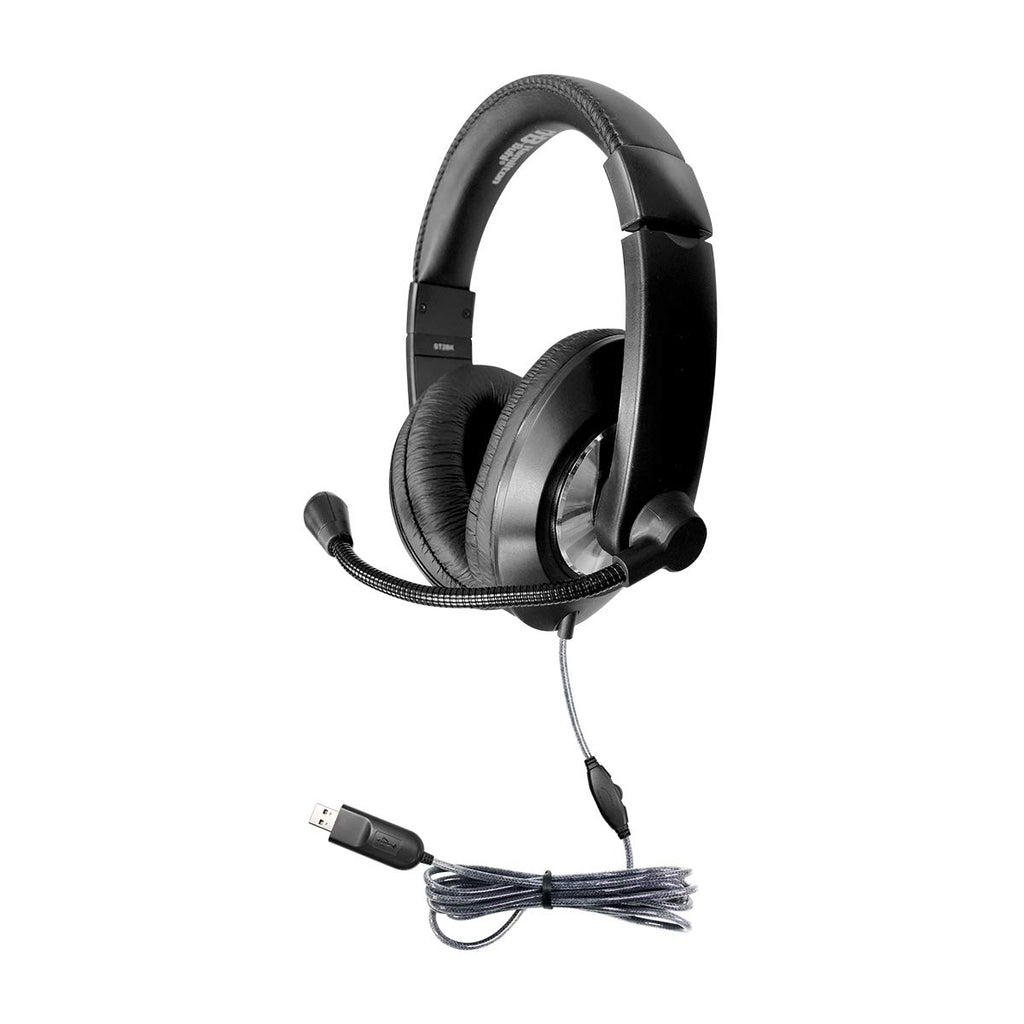 Deluxe Over-Ear USB Headset with Gooseneck Microphone & Volume Control