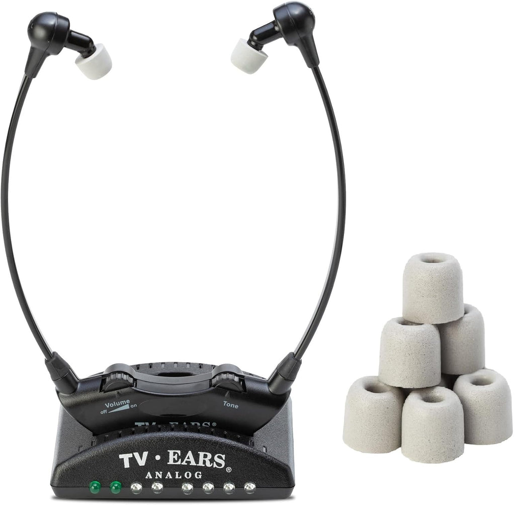 Analog Wireless TV Headset System with Earbud Tips