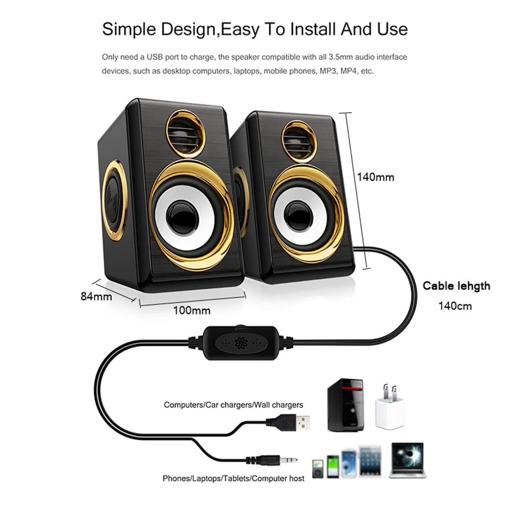 USB & AUX Computer Speakers with Bass Enhancement