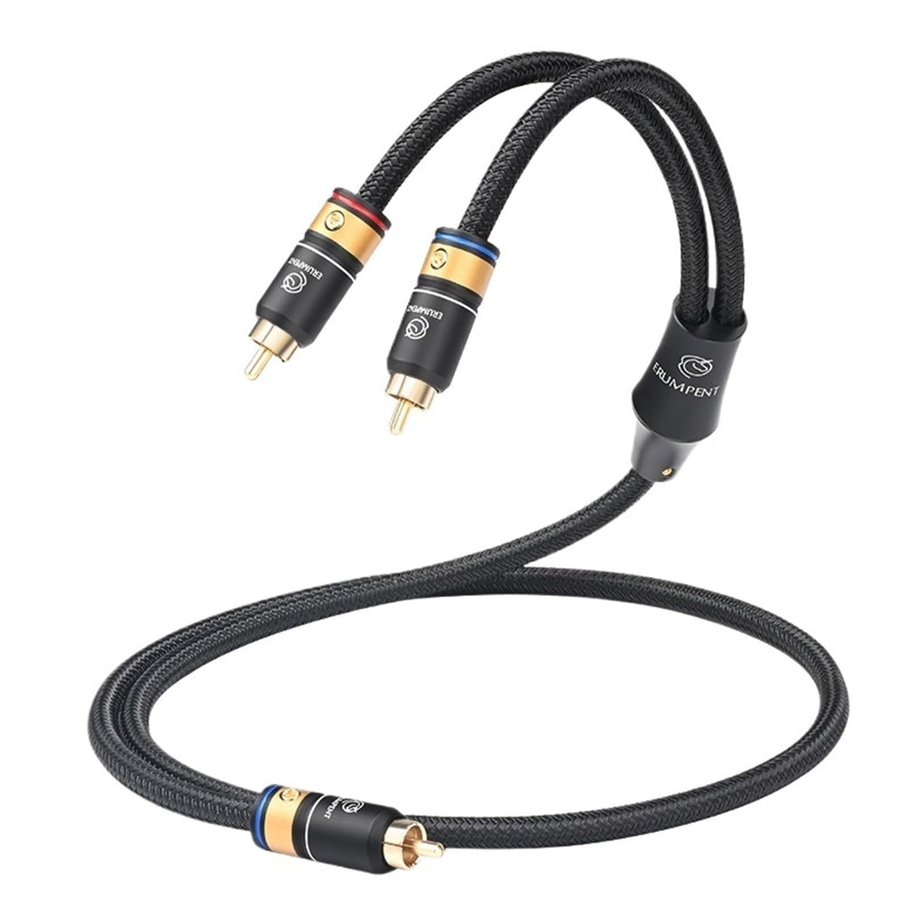 Gold-Plated RCA Y Splitter Audio Cable for Amplifiers & Subwoofers
