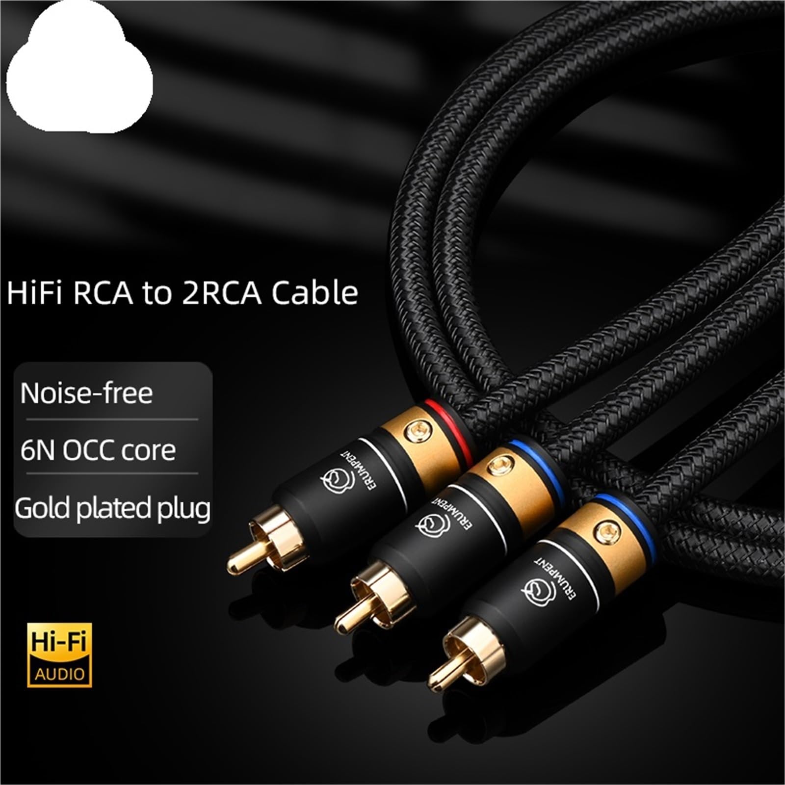 Gold-Plated RCA Y Splitter Audio Cable for Amplifiers & Subwoofers