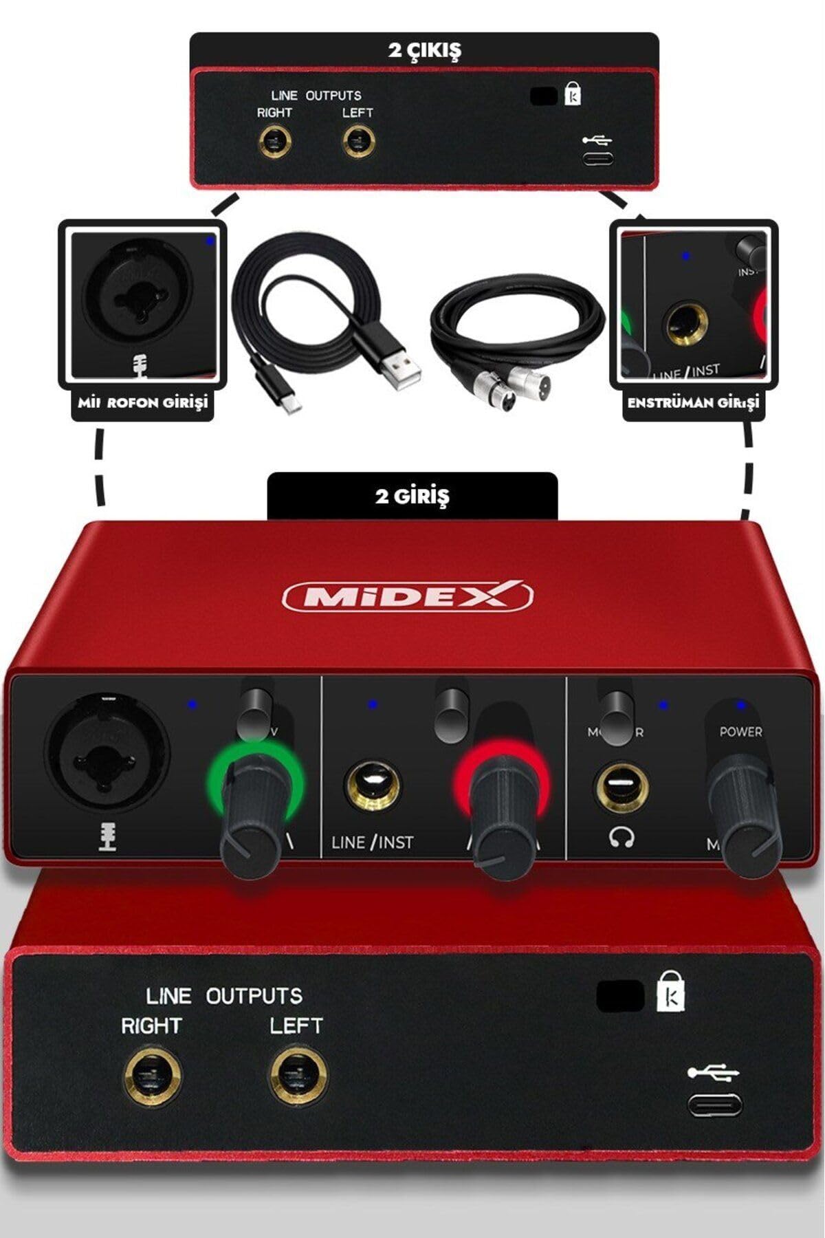 Studio Microphone Set with GLX-500 Pro Audio Interface Sound Card Wired Recording Kit Gray - Gray