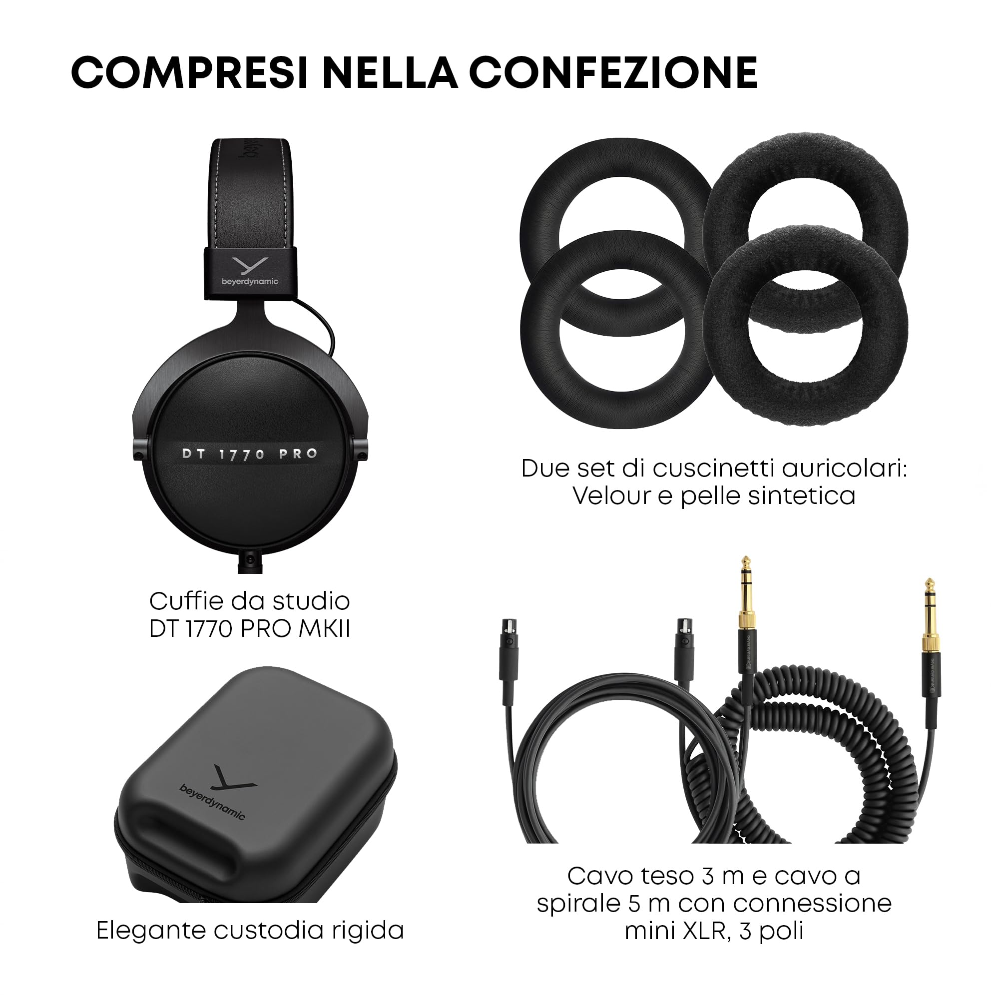 Closed-Back Studio Monitor Headphones with Detachable Cables