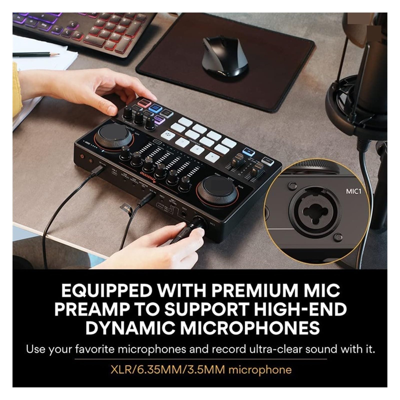 Podcast Audio Interface & Condenser Microphone Recording Kit