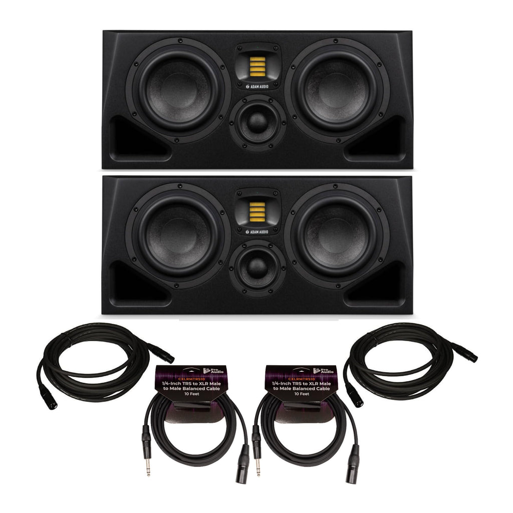 Powered Three-Way Studio Monitor Speaker Bundle (Pair)