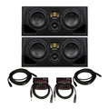 Powered Three-Way Studio Monitor Speaker Bundle (Pair)