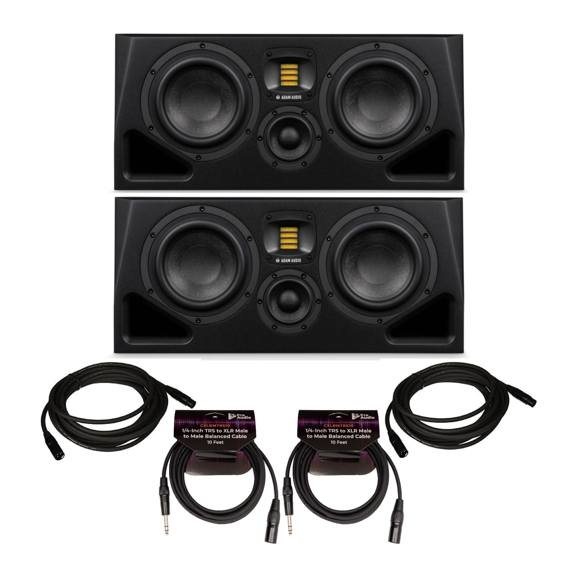 Powered Three-Way Studio Monitor Speaker Bundle (Pair)