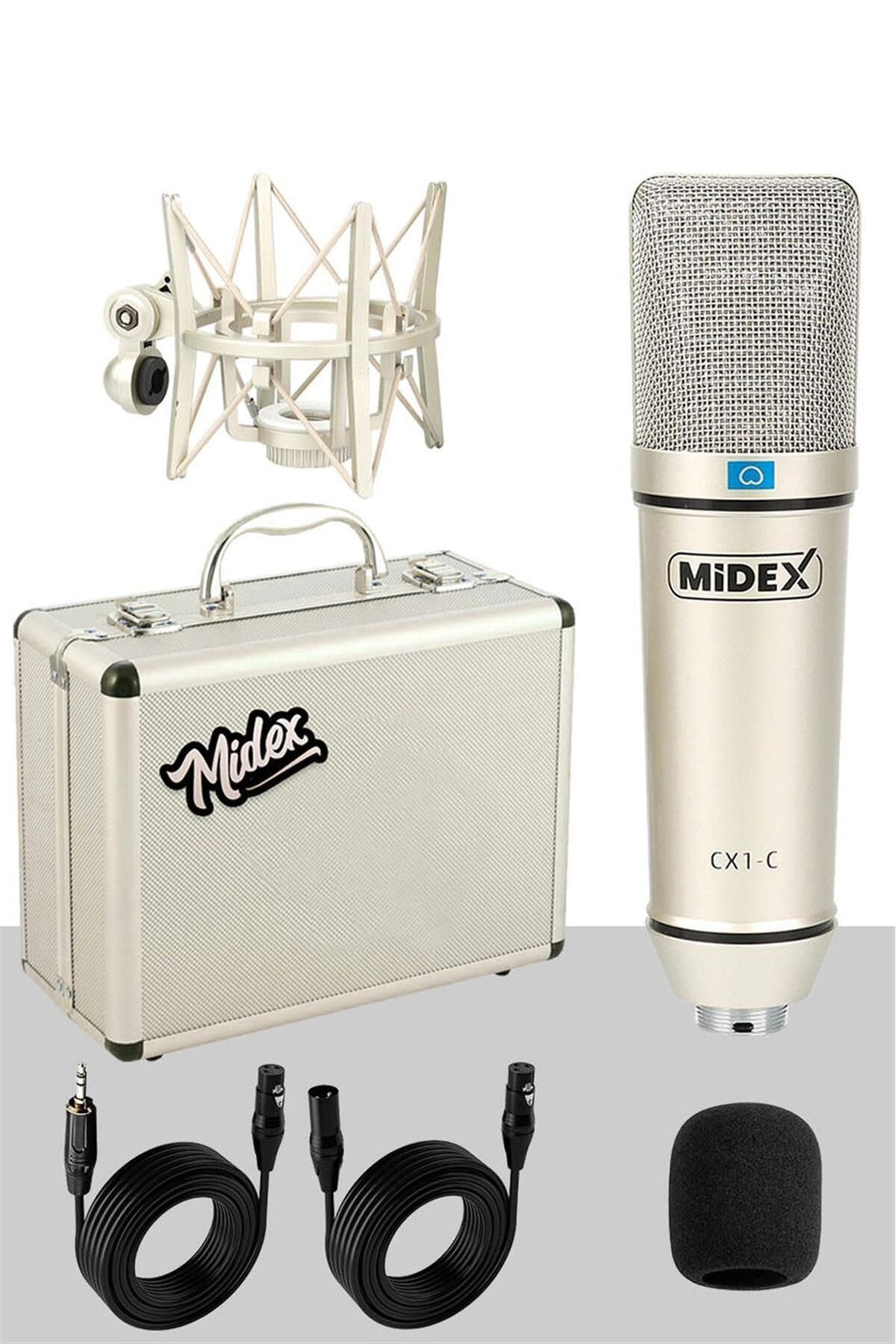 Studio Microphone Set with GLX-500 Pro Audio Interface Sound Card Wired Recording Kit Gray - Gray