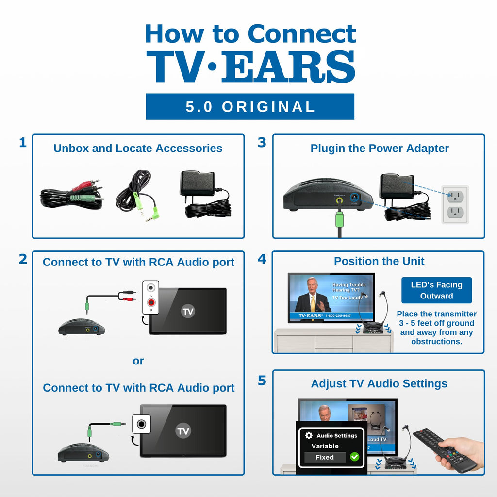 Analog Wireless TV Headset System with Earbud Tips