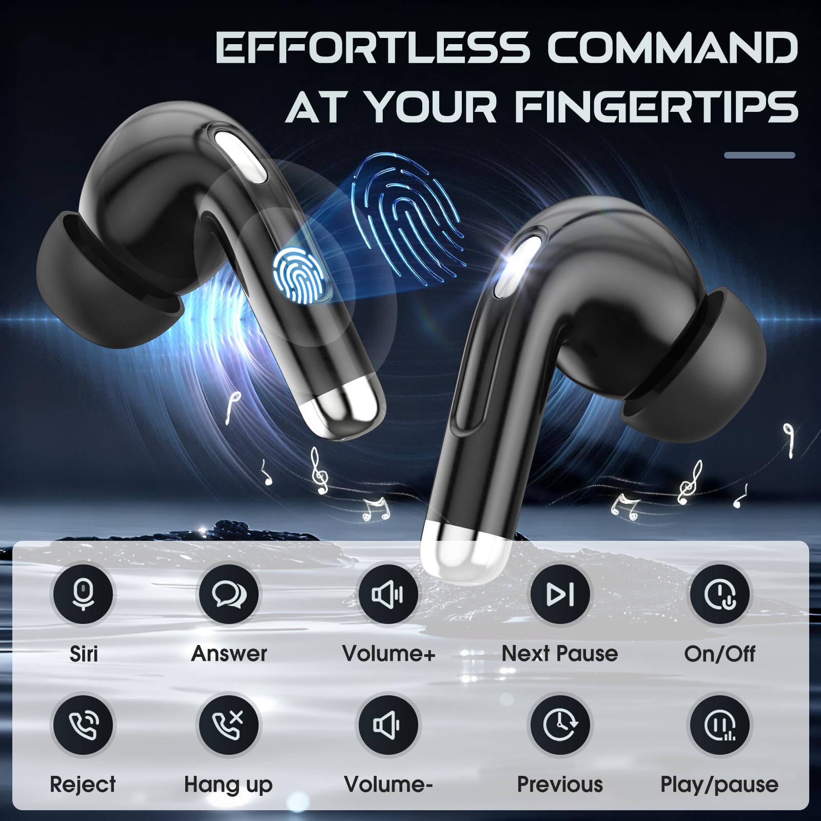 Wireless Earbuds with Smart Touch Screen & Noise Cancellation