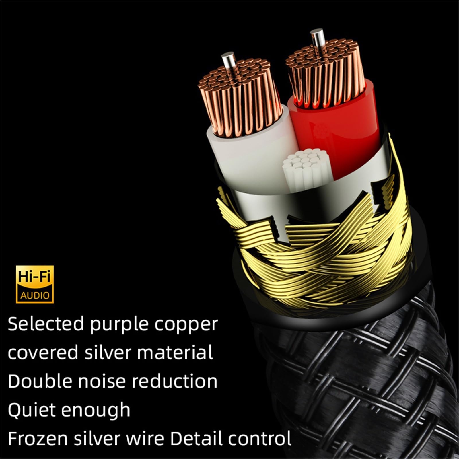Gold-Plated RCA Y Splitter Audio Cable for Amplifiers & Subwoofers
