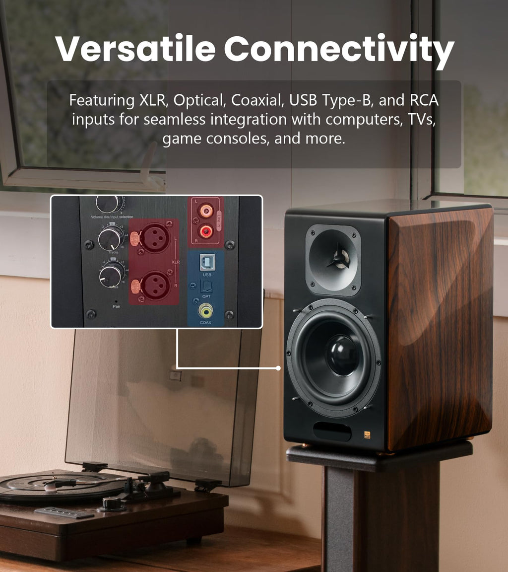 Hi-Res Powered Bookshelf Speakers with Bluetooth & Planar Magnetic Tweeters