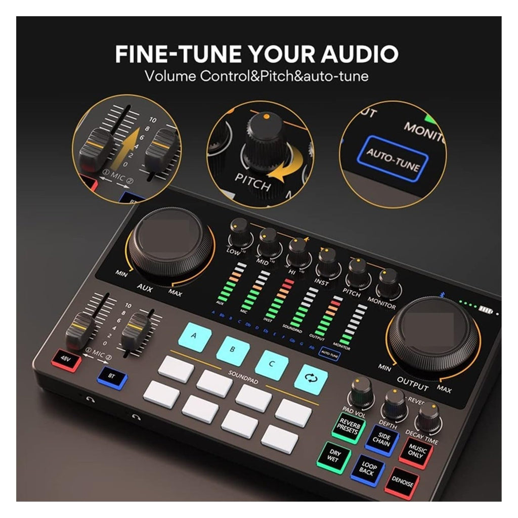 Podcast Audio Interface & Condenser Microphone Recording Kit