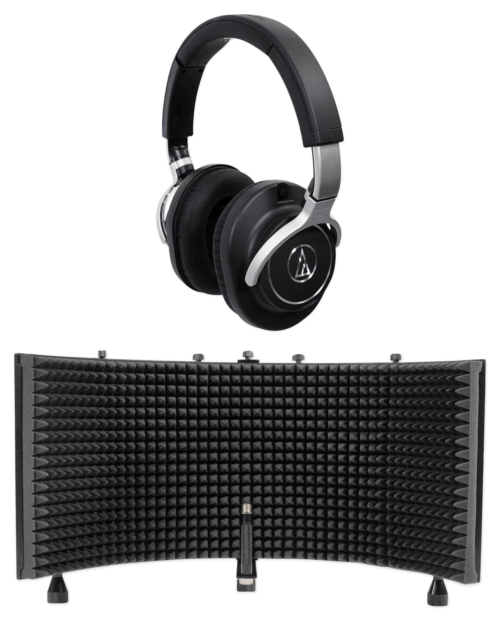 Closed-Back Professional Monitor Headphones Bundle with Mic Isolation Shield