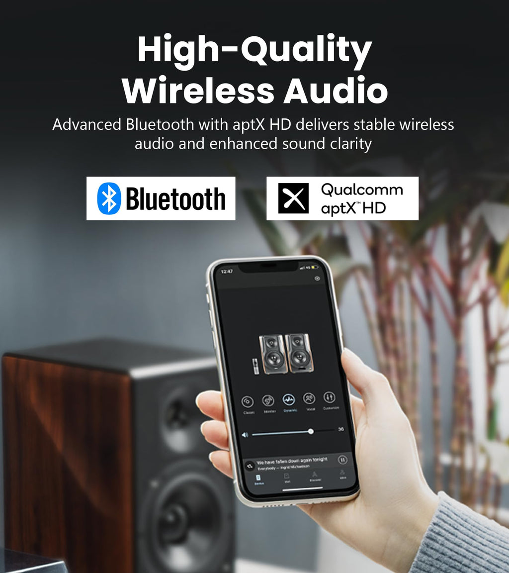 Hi-Res Powered Bookshelf Speakers with Bluetooth & Planar Magnetic Tweeters