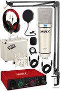 Studio Microphone Set with GLX-500 Pro Audio Interface Sound Card Wired Recording Kit Gray - Gray