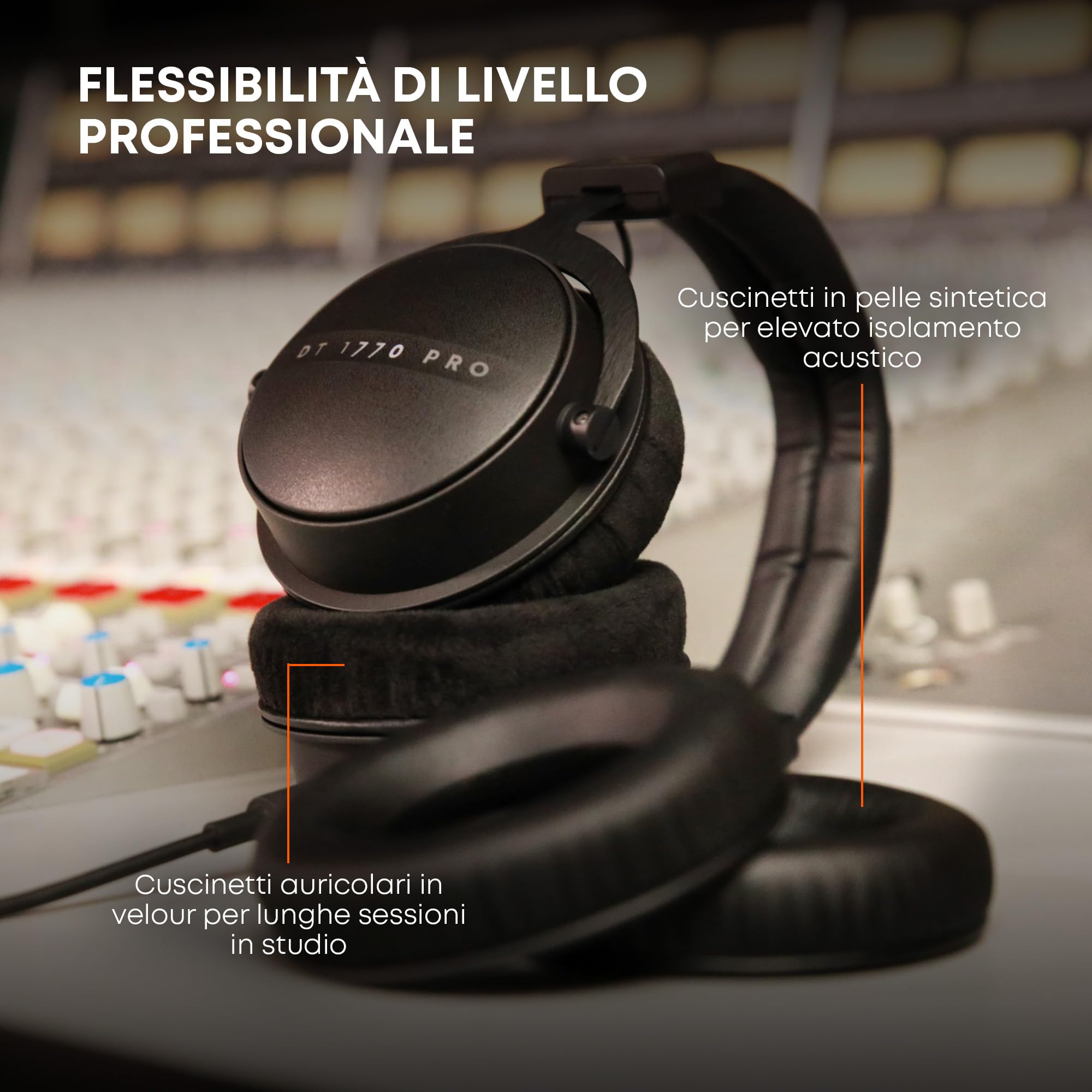 Closed-Back Studio Monitor Headphones with Detachable Cables