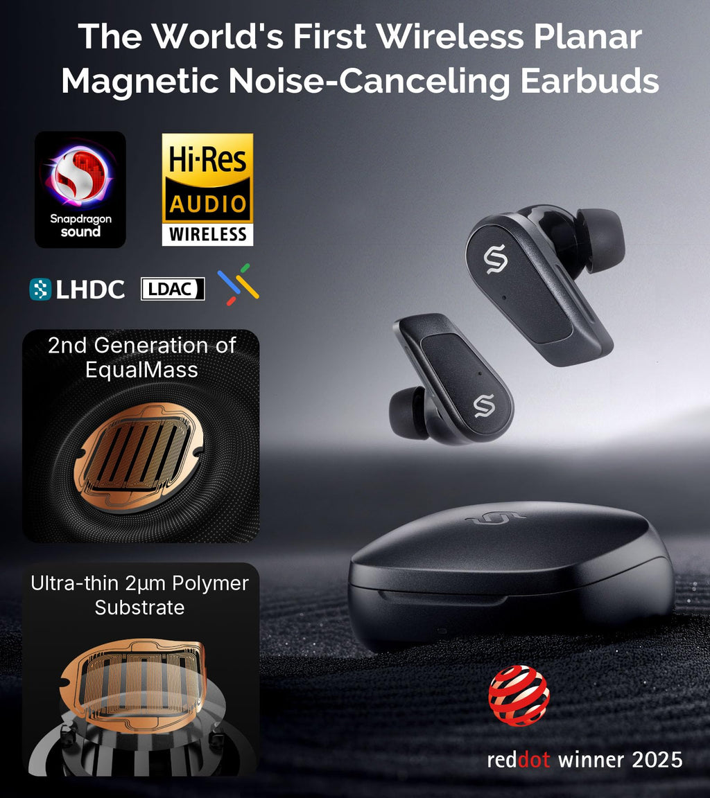 Planar Magnetic Wireless Earbuds with ANC & Hi-Res Audio