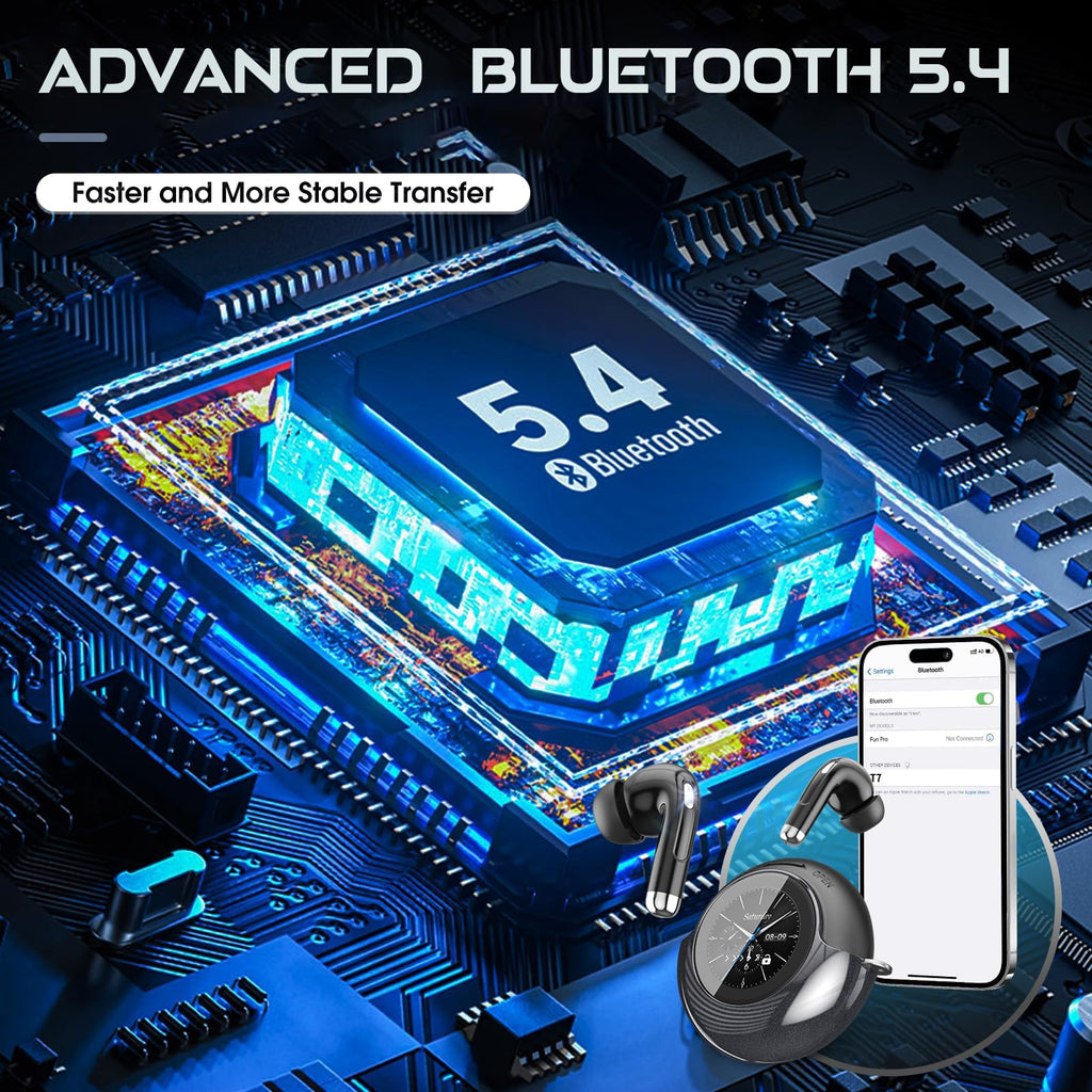 Wireless Earbuds with Smart Touch Screen & Noise Cancellation